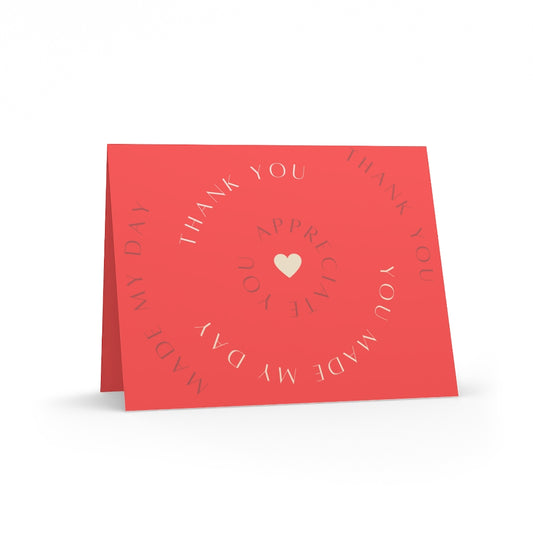 Appreciate You Coral Thank You Greeting Cards (8, 16, and 24 pcs)