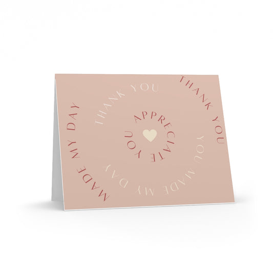 Appreciate You Pink Swirly Thank You Greeting Cards (8, 16, and 24 pcs)