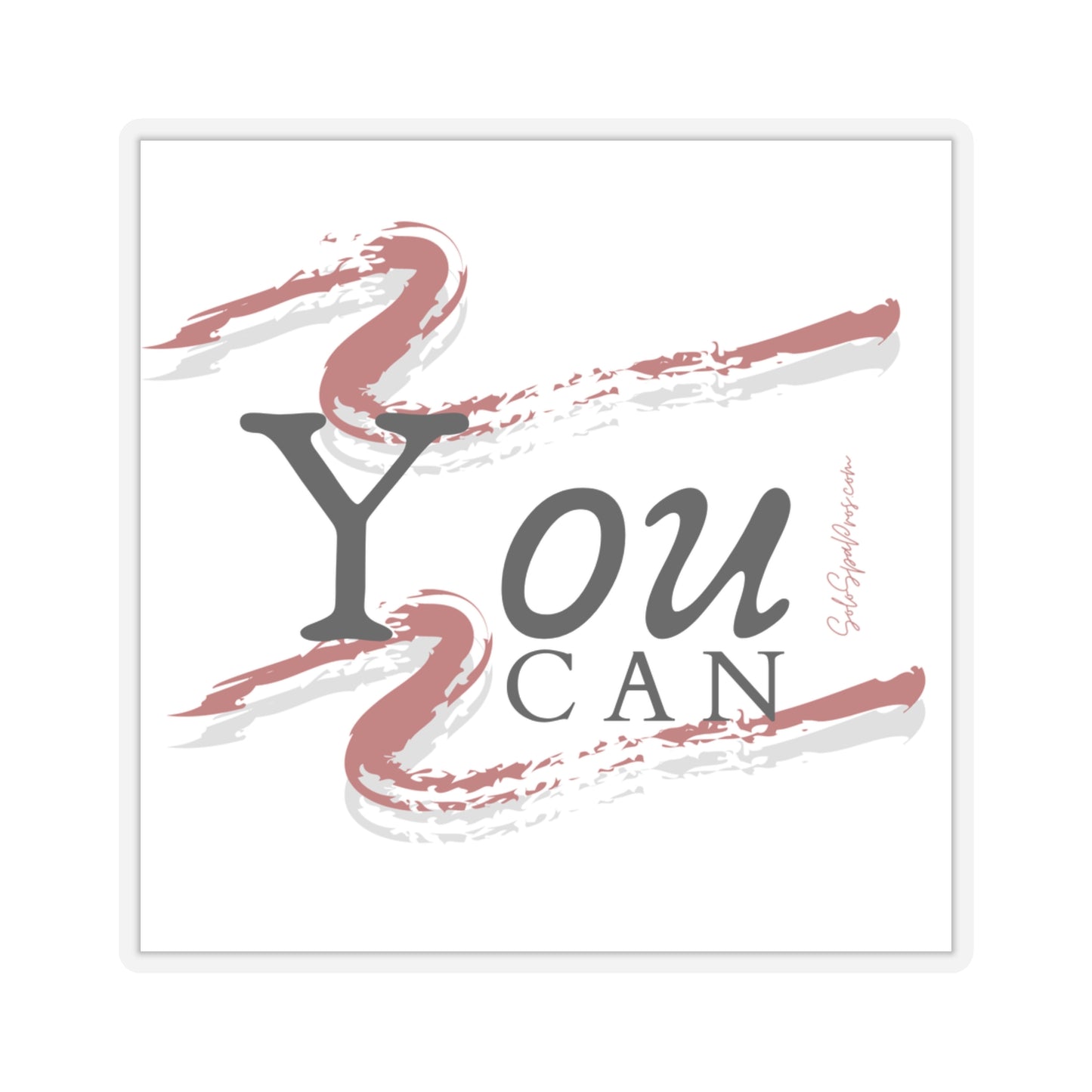 You Can Sticker - Red Grey Swish - Inspirational Quote Sticker