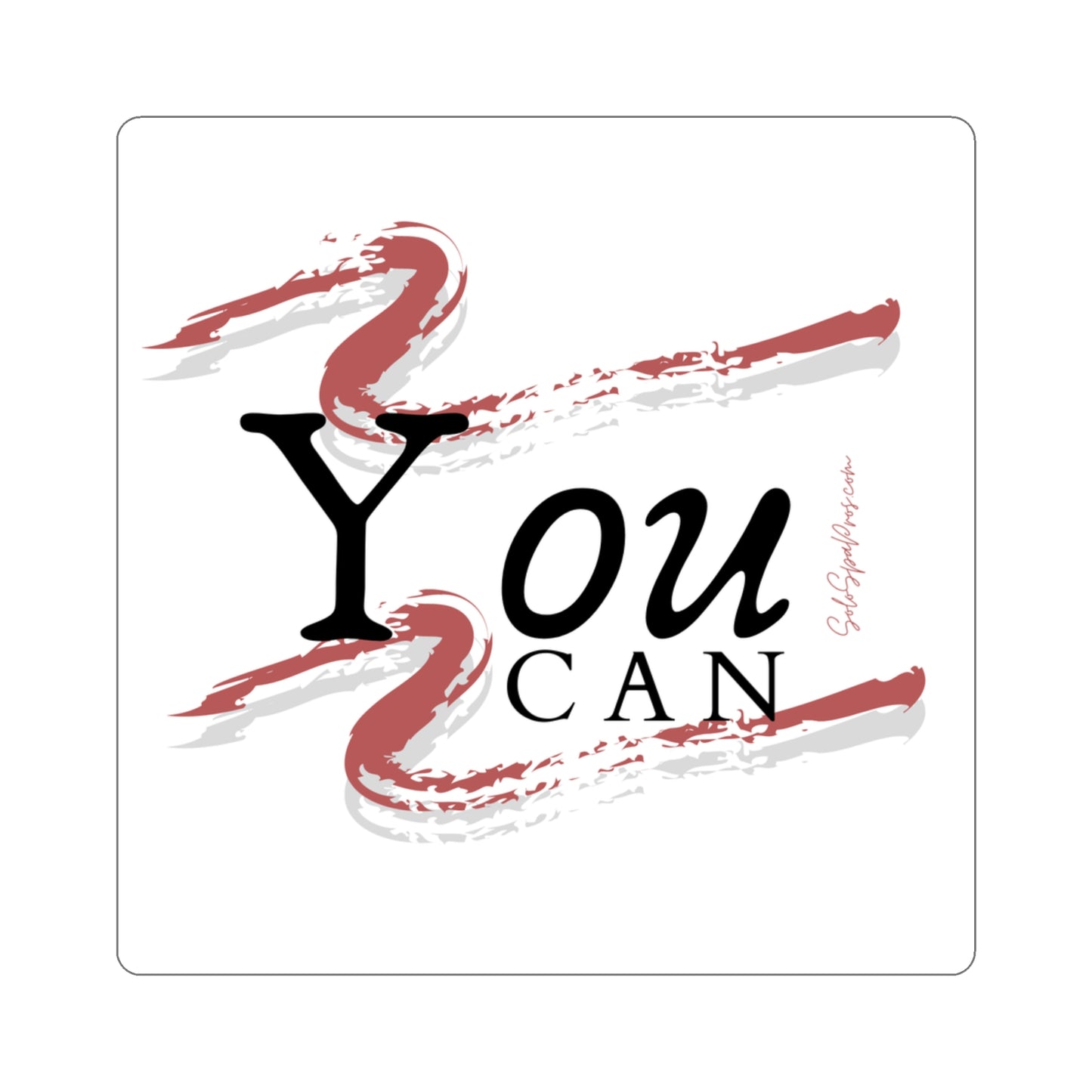 You Can Sticker - Red Grey Swish - Inspirational Quote Sticker