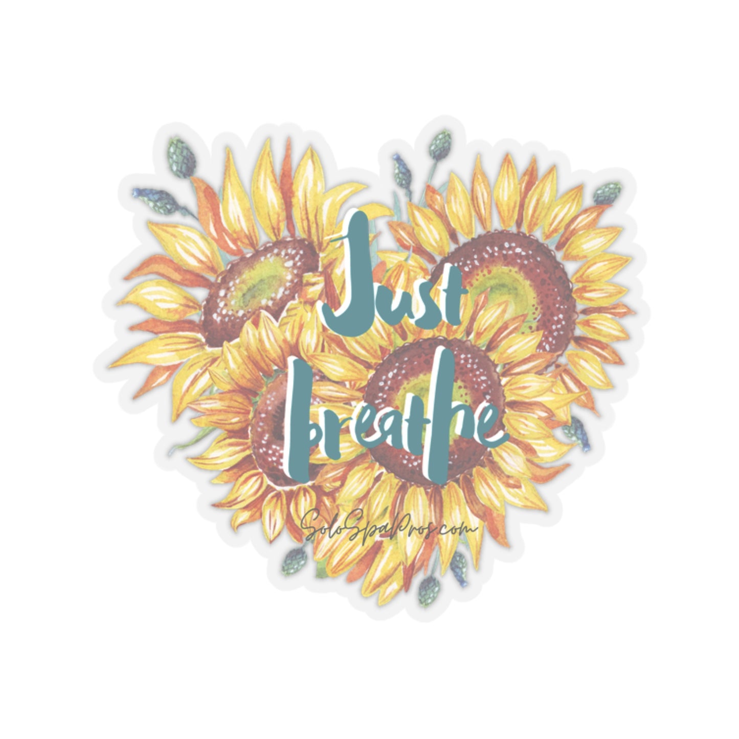 Just Breathe Yellow Daisy Bunch Sticker - Inspirational Quote Sticker