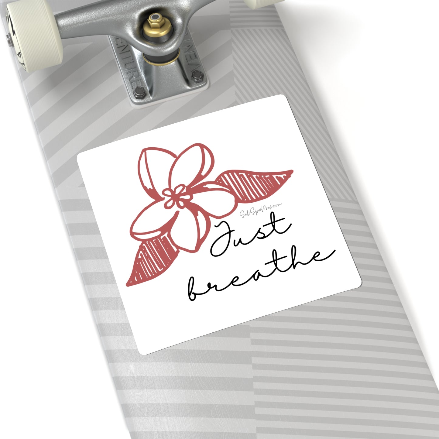 Just Breathe Red Hibiscus Sticker - Inspirational Quote Sticker