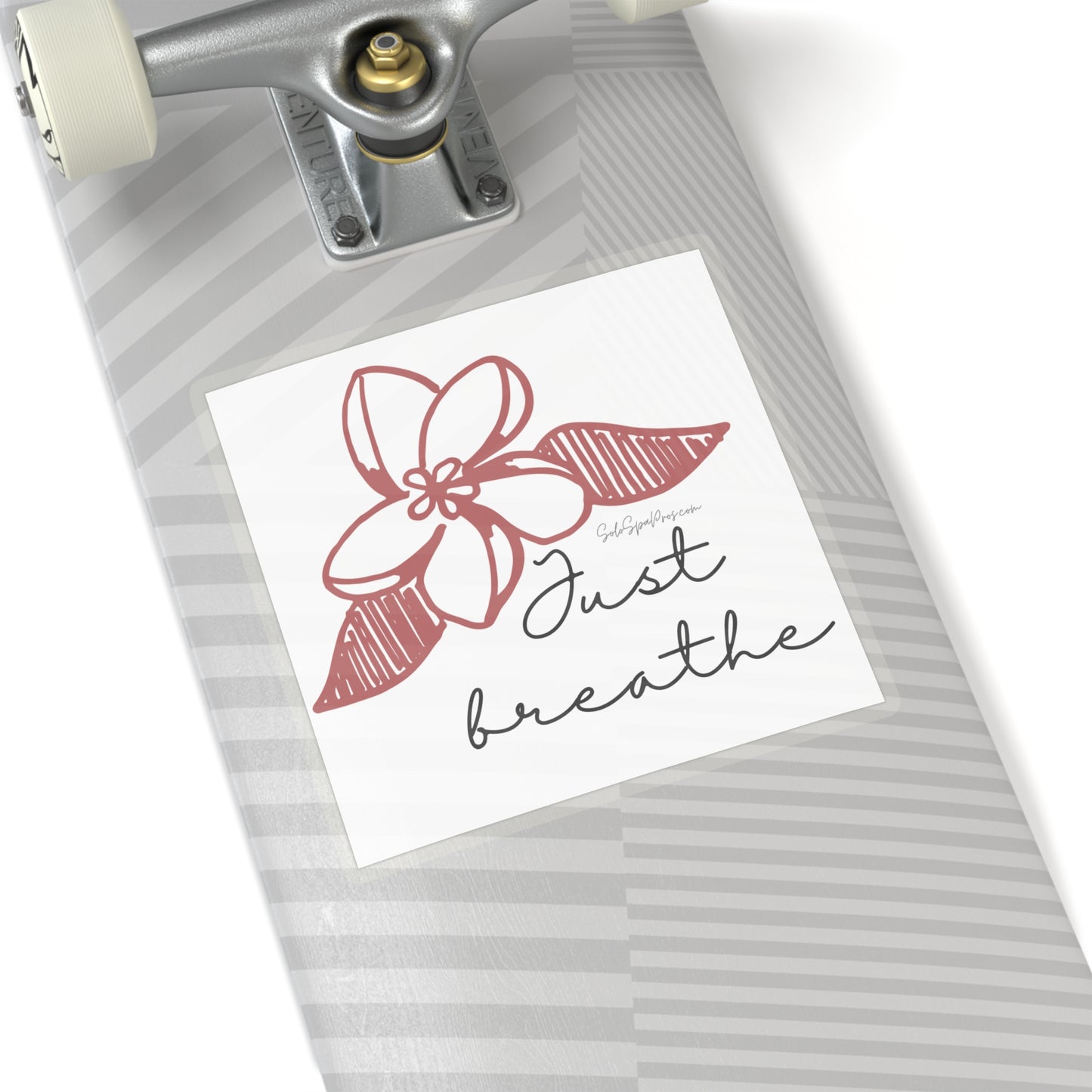 Just Breathe Red Hibiscus Sticker - Inspirational Quote Sticker