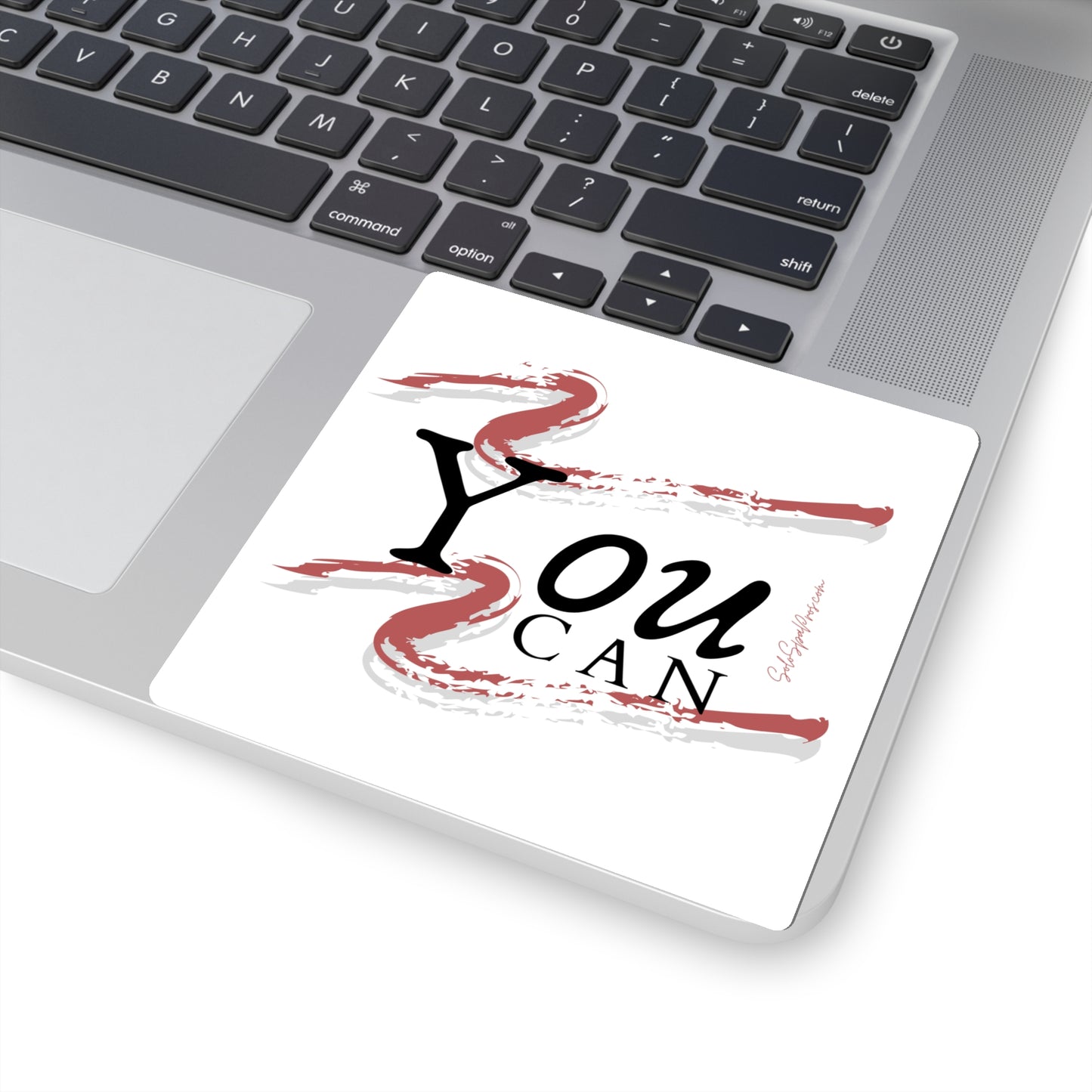 You Can Sticker - Red Grey Swish - Inspirational Quote Sticker