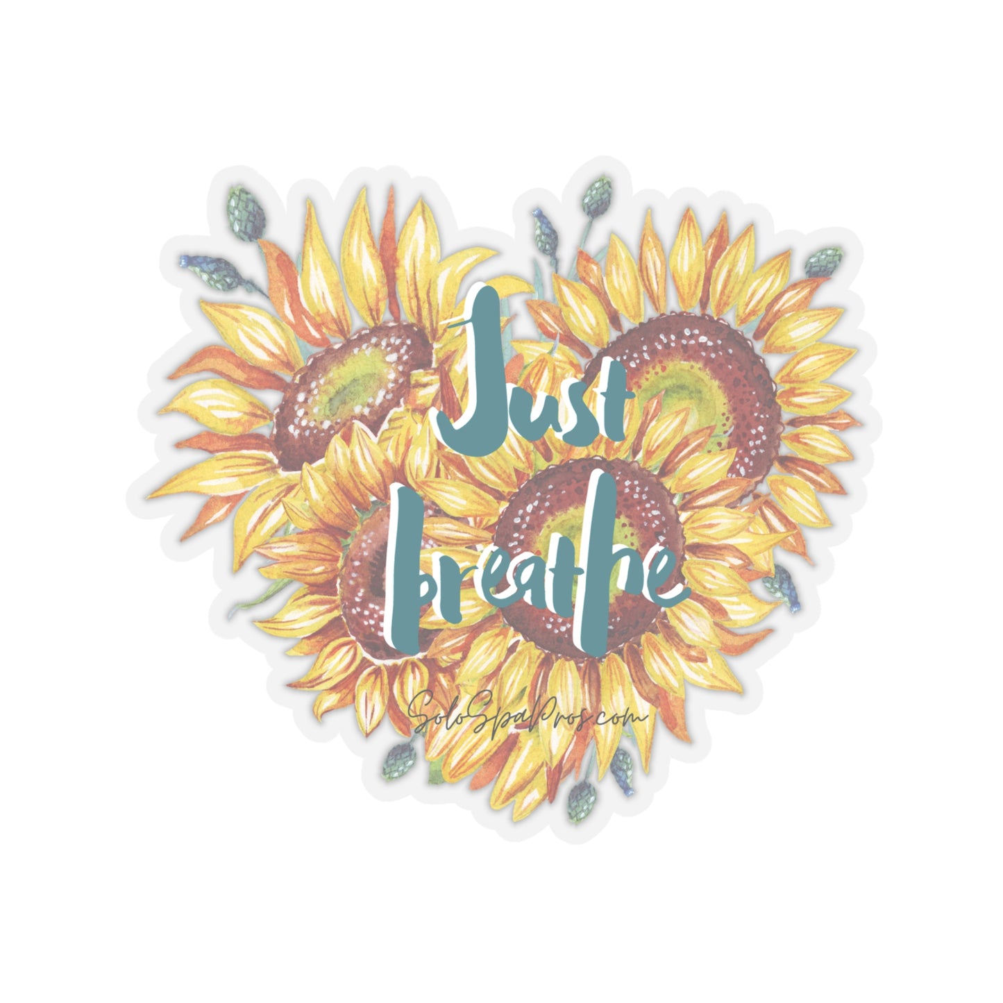 Just Breathe Yellow Daisy Bunch Sticker - Inspirational Quote Sticker