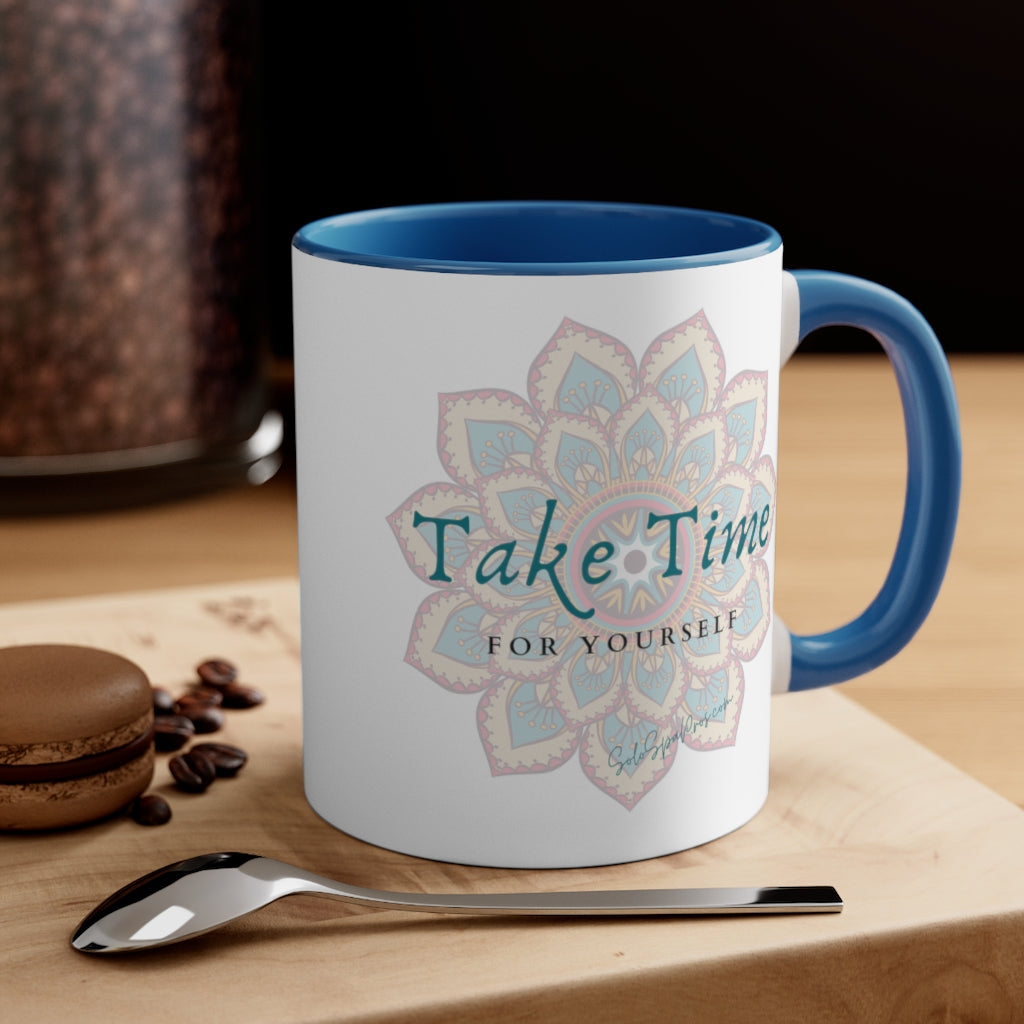 Take Time For Yourself Colorful Mandala Tea or Coffee Mug, 11oz