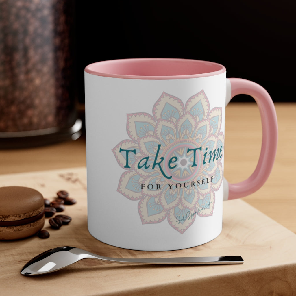 Take Time For Yourself Colorful Mandala Tea or Coffee Mug, 11oz