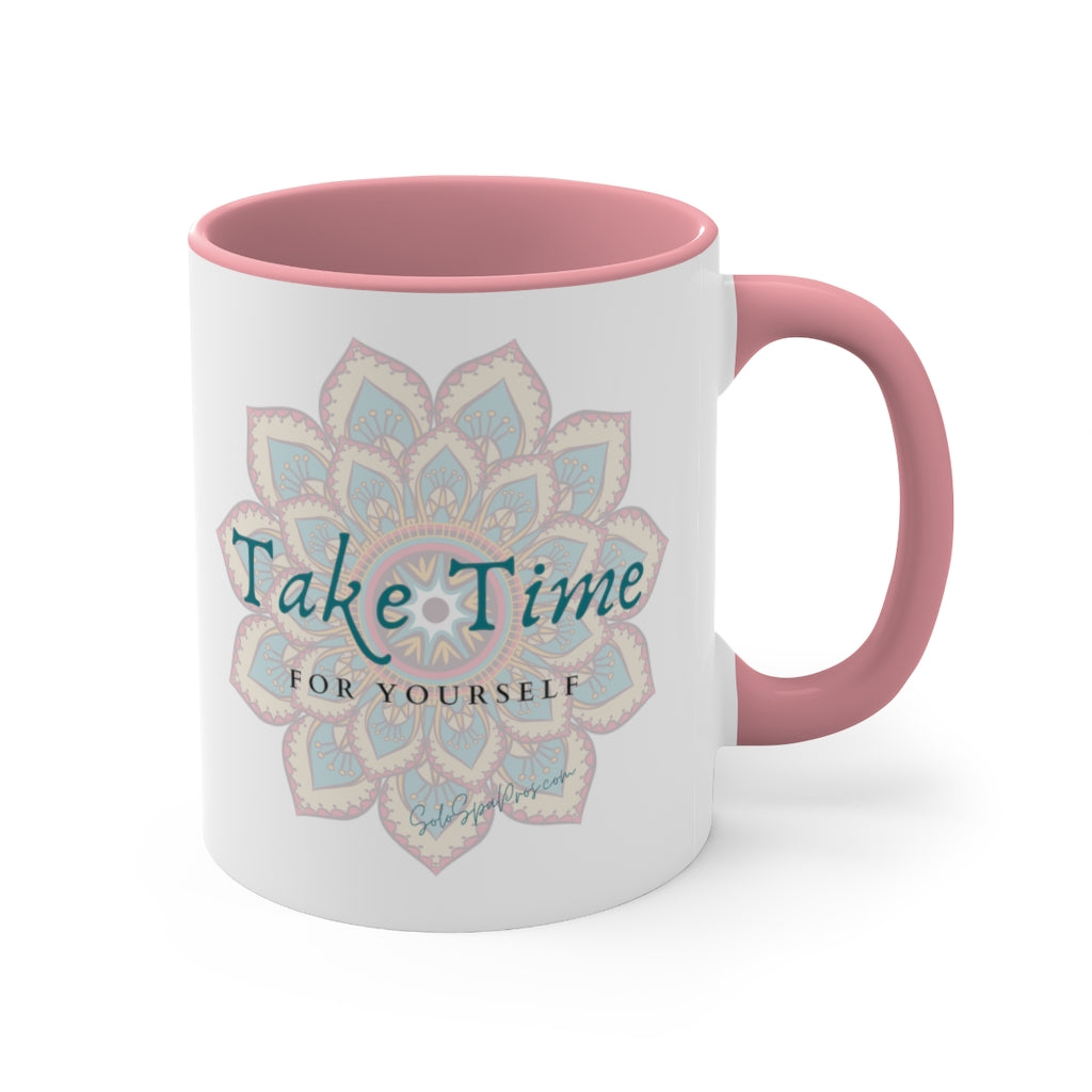 Take Time For Yourself Colorful Mandala Tea or Coffee Mug, 11oz