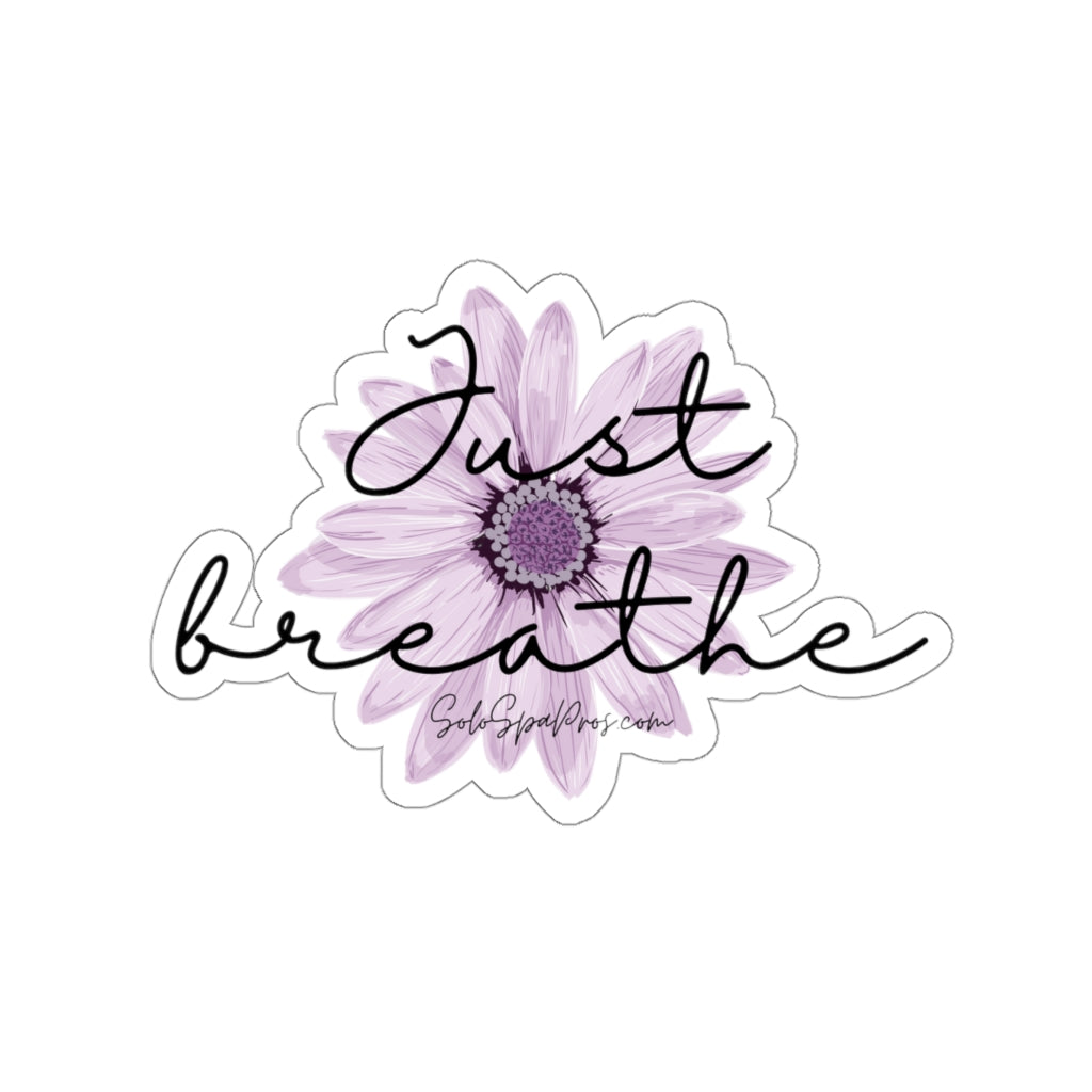 Just Breathe Purple Daisy Sticker - Inspirational Quote Sticker