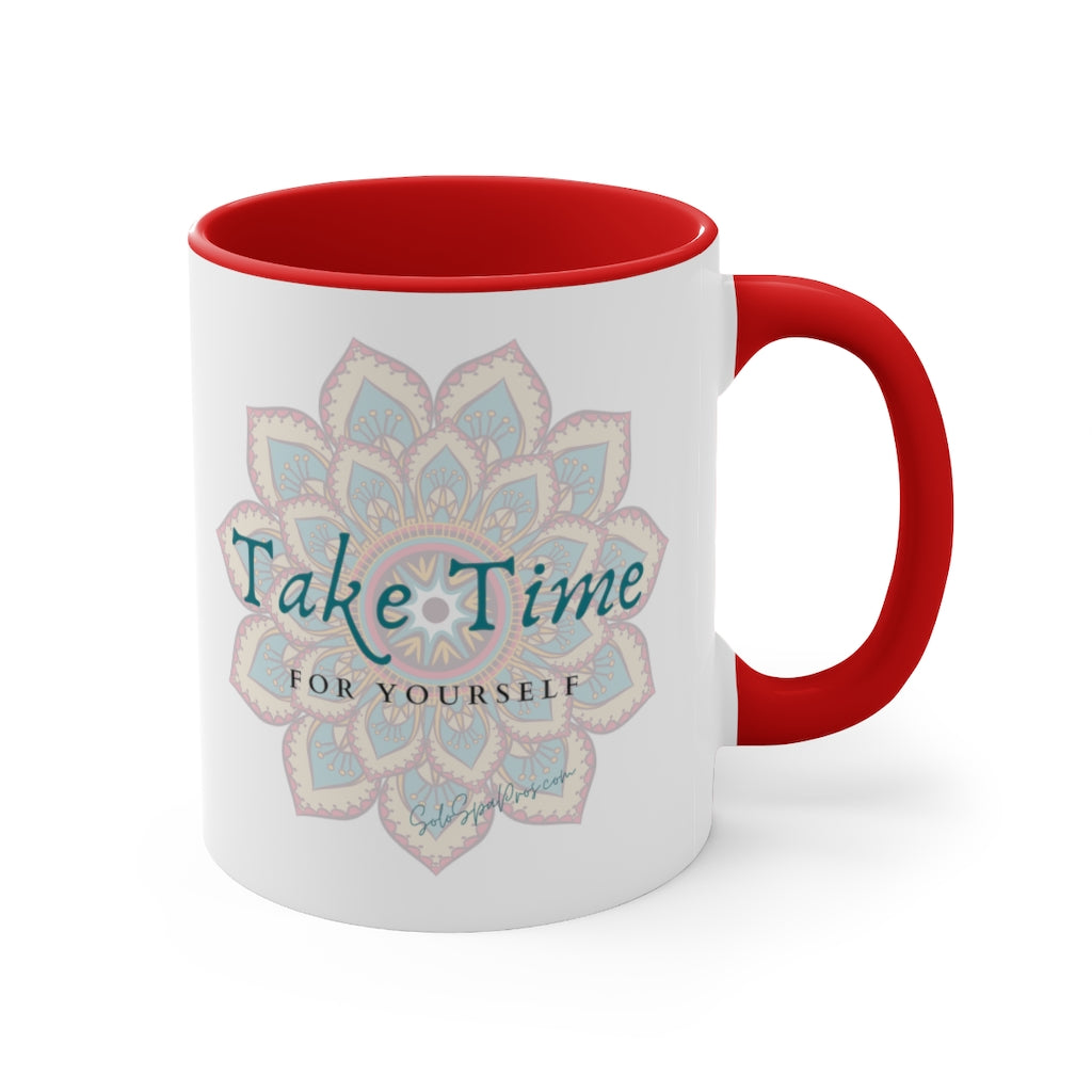 Take Time For Yourself Colorful Mandala Tea or Coffee Mug, 11oz