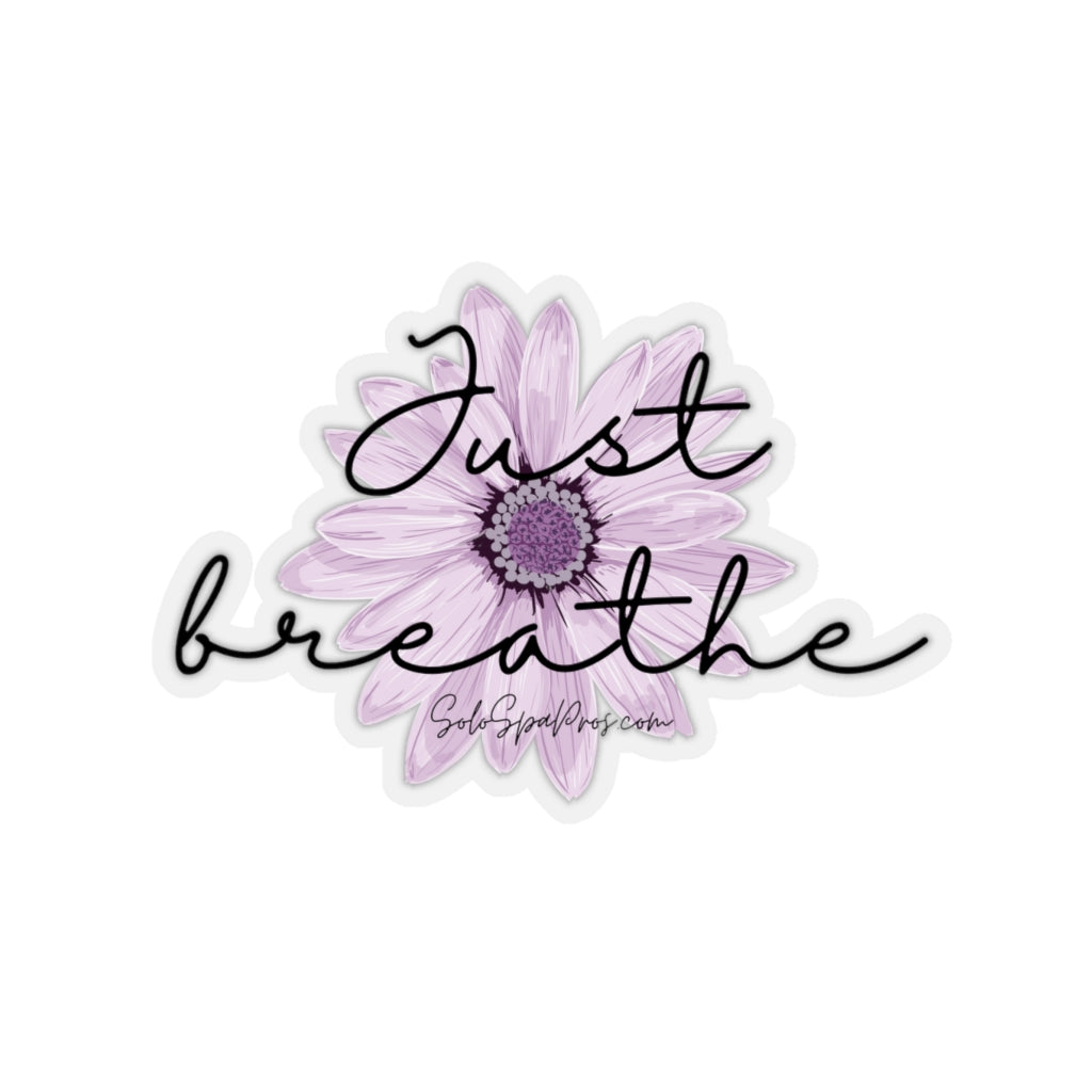 Just Breathe Purple Daisy Sticker - Inspirational Quote Sticker