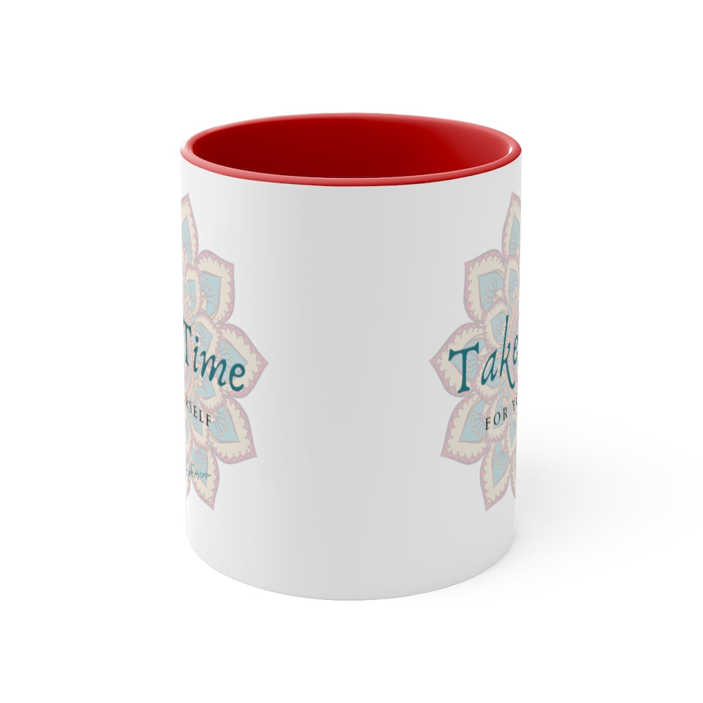 Take Time For Yourself Colorful Mandala Tea or Coffee Mug, 11oz