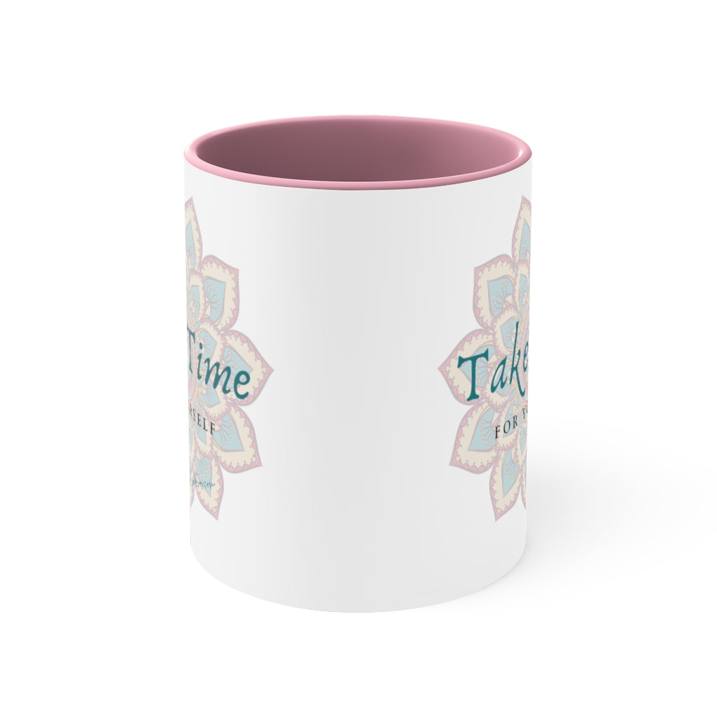 Take Time For Yourself Colorful Mandala Tea or Coffee Mug, 11oz