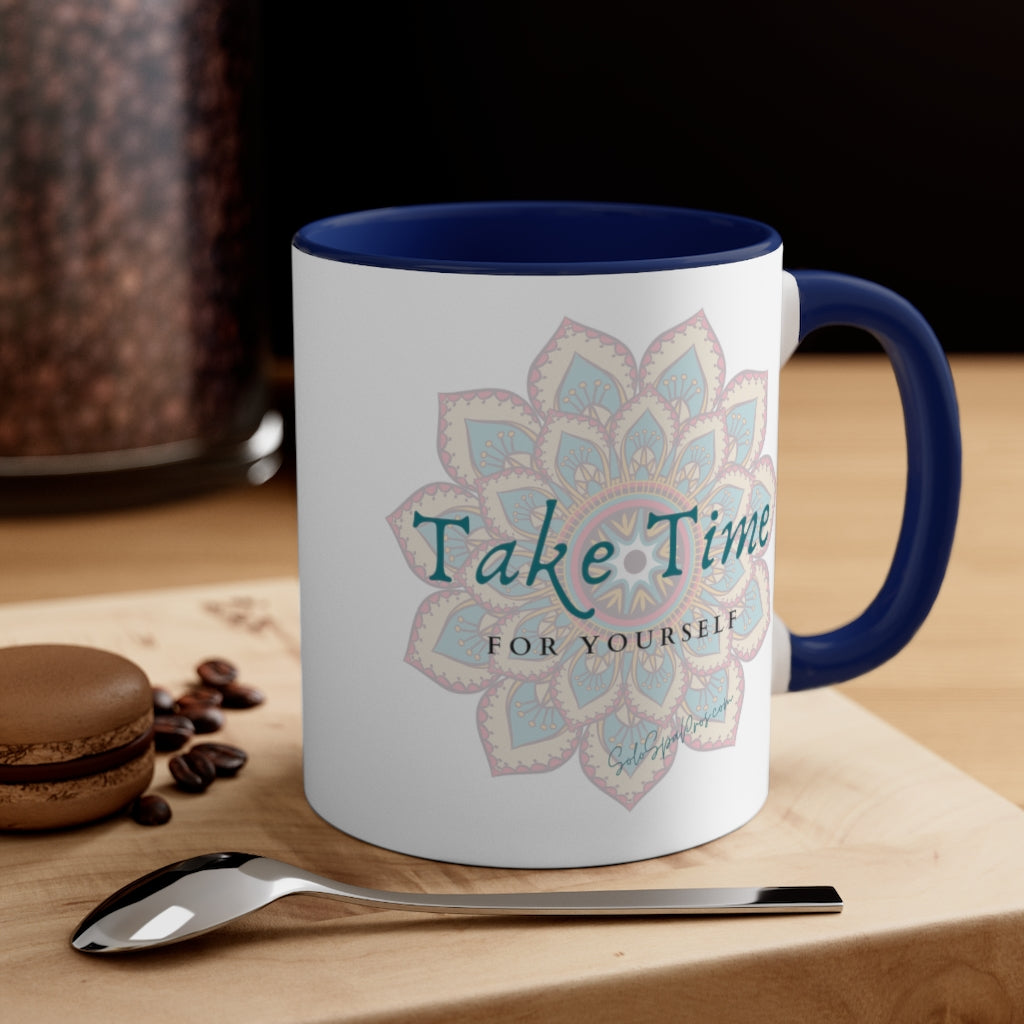 Take Time For Yourself Colorful Mandala Tea or Coffee Mug, 11oz