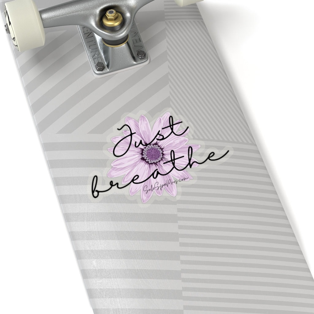 Just Breathe Purple Daisy Sticker - Inspirational Quote Sticker