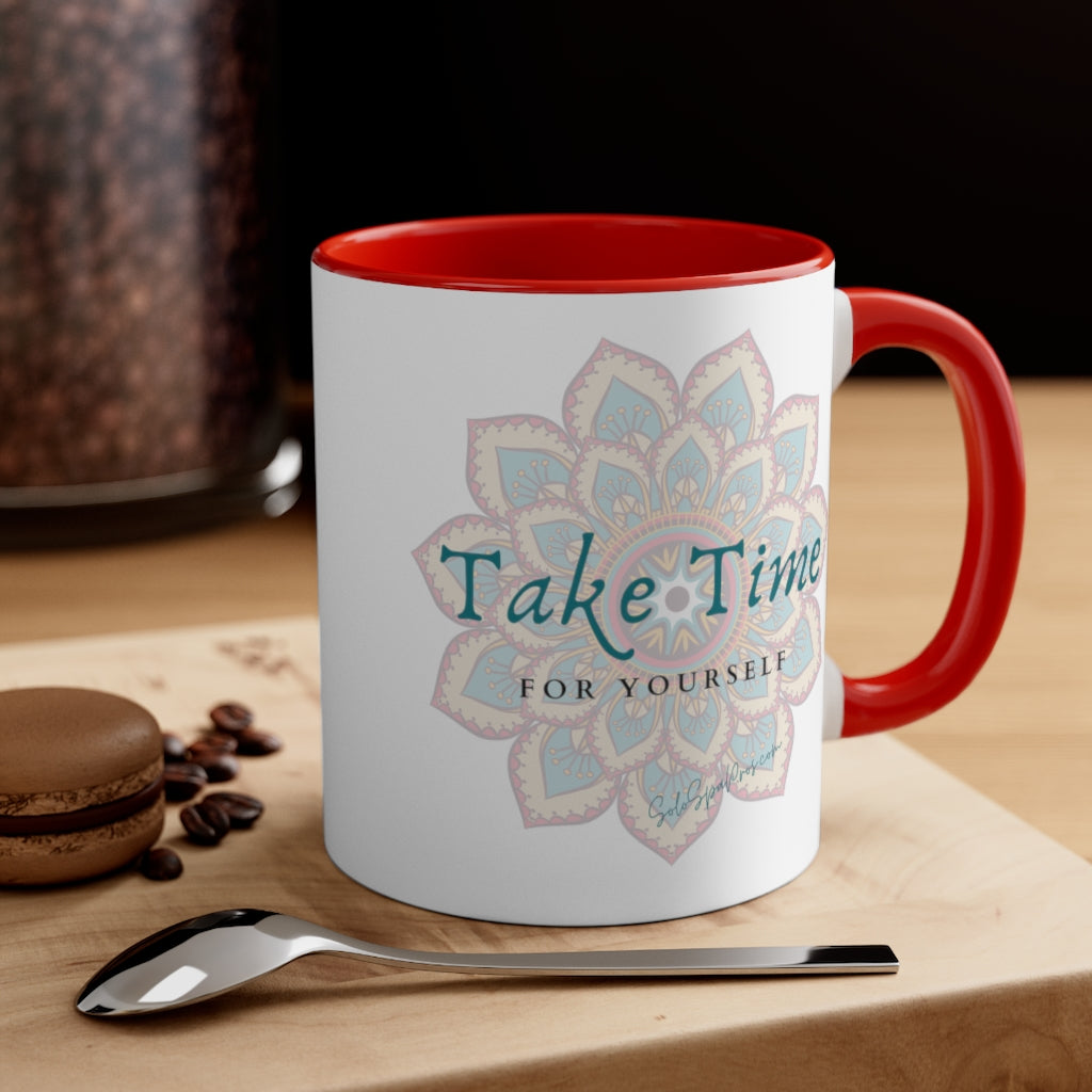 Take Time For Yourself Colorful Mandala Tea or Coffee Mug, 11oz