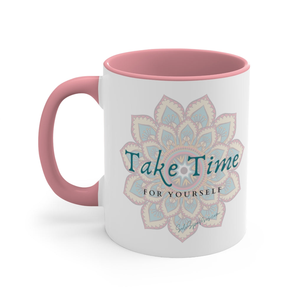 Take Time For Yourself Colorful Mandala Tea or Coffee Mug, 11oz