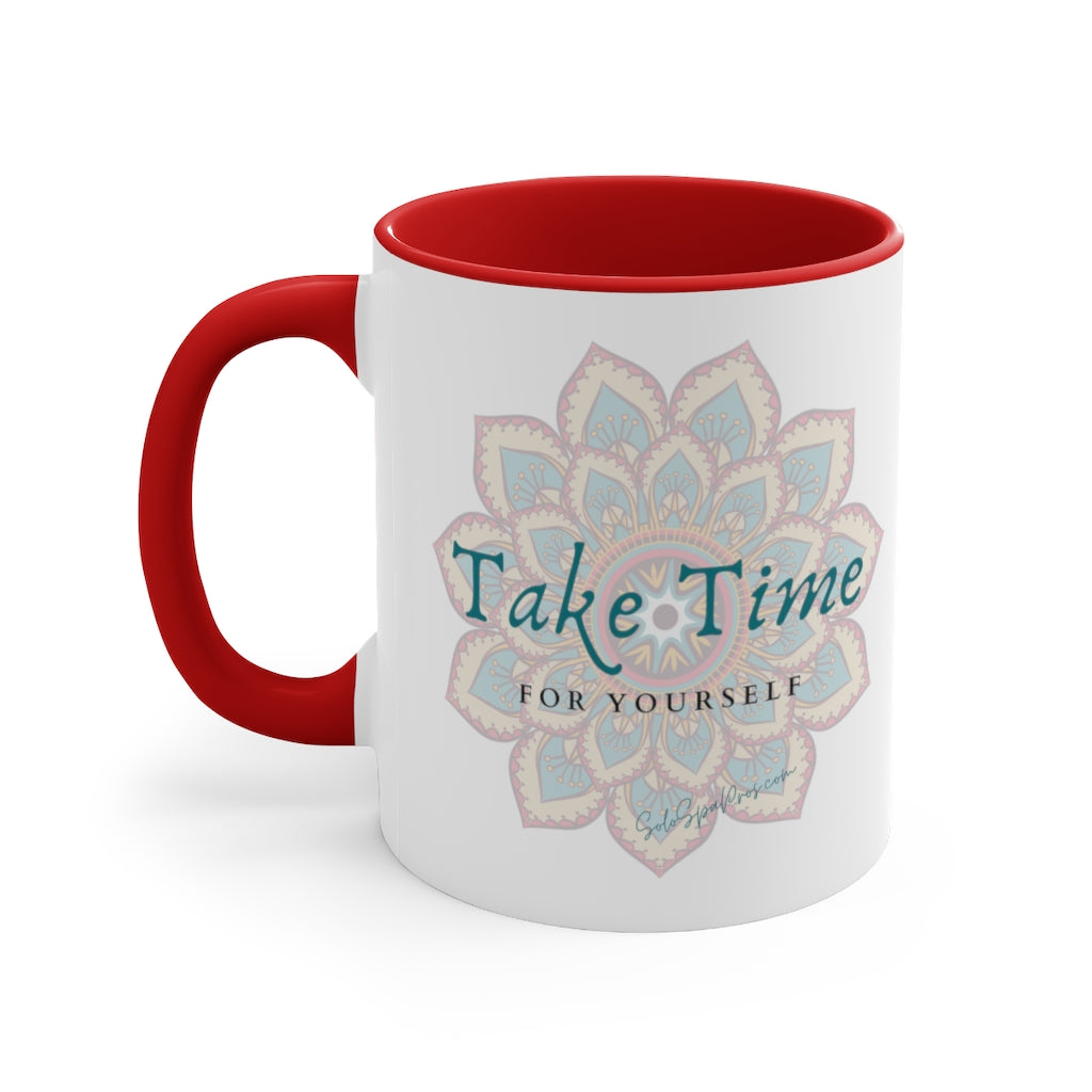 Take Time For Yourself Colorful Mandala Tea or Coffee Mug, 11oz